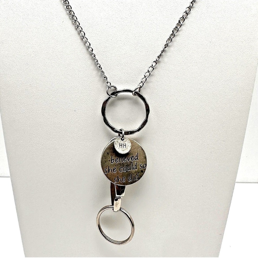 Vintage 90s Silver Tone Infinity Loop Inspirational Quote Necklace Jewelry Retro